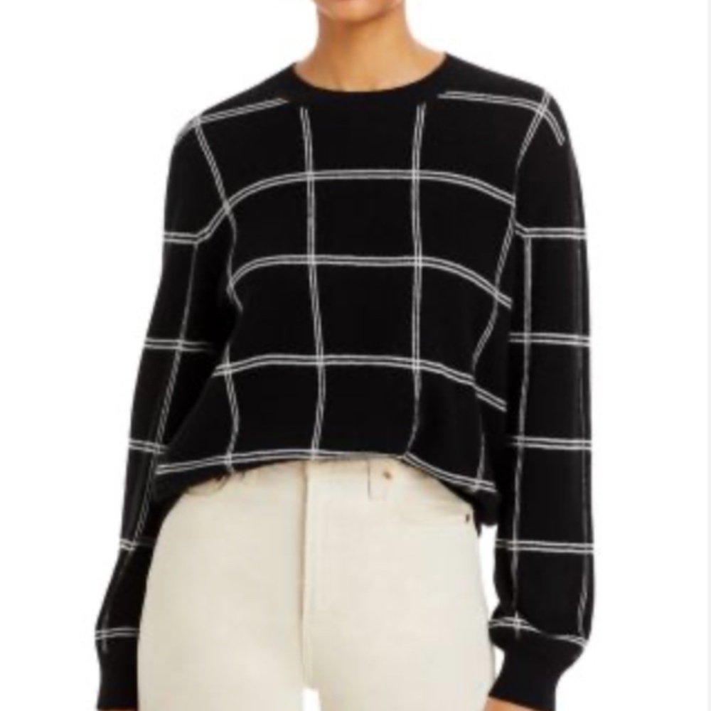 Madewell Black and White Grid Sweater